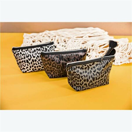 YOUNGS Leopard Cosmetic Pouch, Assorted Color - 3 Piece 42085